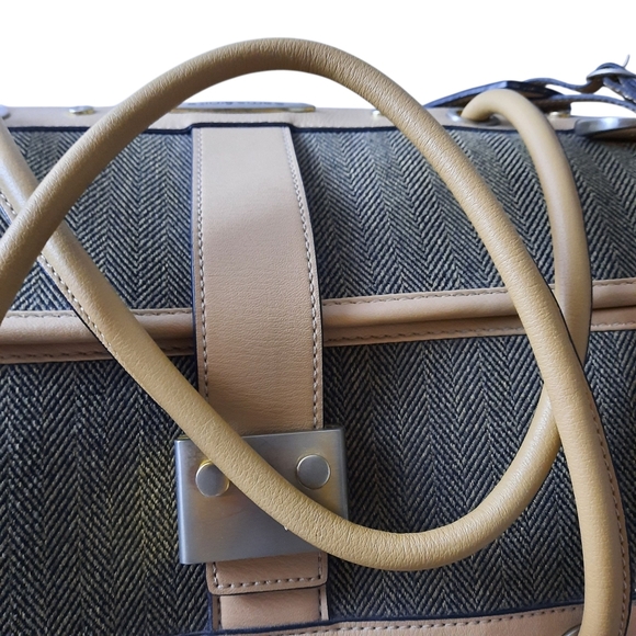 SAMSONITE Doctors Bag MCM Weekender Barrel Herringbone Rivets Strap Key Lock - Picture 13 of 16